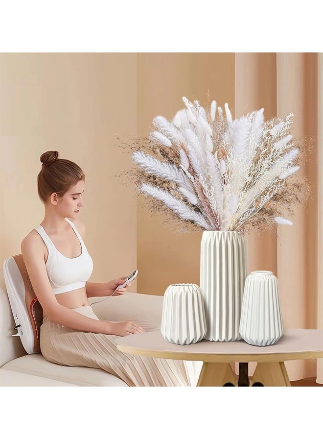 بيوينتي الزهرية السيراميكية البيضاء - مجموعة من 3 بوهو للديكور المنزلي الحديث ، الديكور الشمالي الحد الأدنى مكتب مدخل غرفة المعيشة مركز الجدول ديكورات الزهريات ﻿ - Image 2